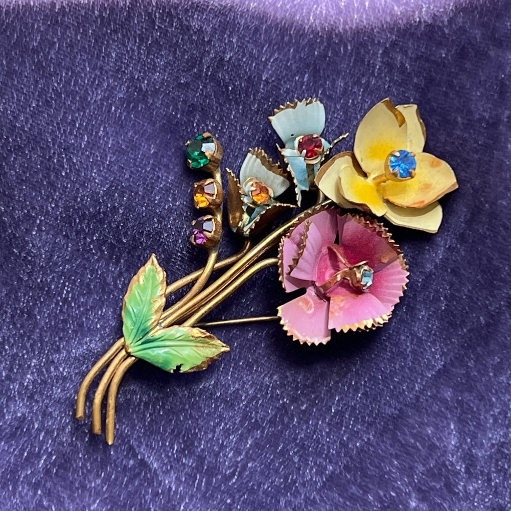 Vintage 1950’s Floral Multicolor Brooch